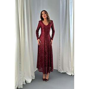 Robe dos nu à sequins bordeaux - Bordeaux - Product Image 1