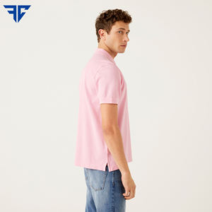 เสื้อโปโลแขนสั้นวินเทจสำหรับผู้ชายเสื้อยืดโพลีเอสเตอร์ถักสีพื้นพิมพ์ลายโลโก้ - Product Image 6