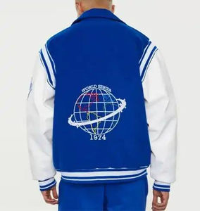 Veste universitaire à col montant en toile avec patchs brodés, couleur unie, pour l'extérieur et l'école, prix de gros, fabricant pakistanais - Product Image 4