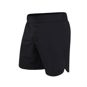 Shorts MMA noirs personnalisés en gros, confortables, à coupe latérale, taille élastique, respirants, séchage rapide, vêtements professionnels d'arts martiaux - Product Image 3