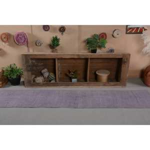 Modern Vintage Turkish Rug 1.8 X 8.2 ft Purple Classic Rectangle Patchwork Design Wool Material Latex for Living Room Hallway 4m - Product Image 1