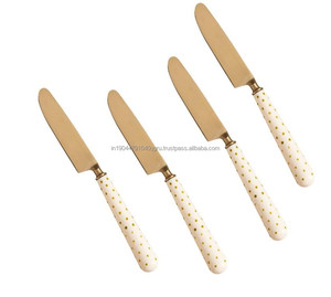 Couteaux à beurre de table en acier inoxydable de qualité supérieure avec poignée à pois (lot de 4) - Product Image 5