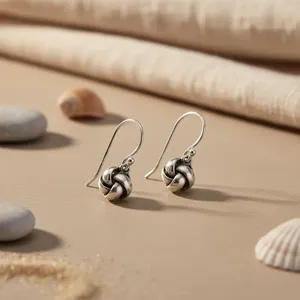 925 <b>Sterling</b> <b>Silver</b> Knot <b>Earrings</b> Minimalist Wire Design Unisex Everyday Wear - Product Image 3
