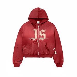 Sweat à capuche zippé pour femme 360 GSM Heavy Cotton Fleece Fabric Soft Warm Streetwear Red Color Custom Logo Printing basics hoodies - Product Image 1