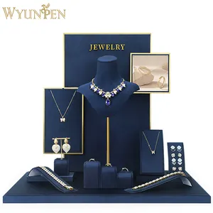 WYP set alat peraga tampilan perhiasan mewah, anting-anting liontin logam beludru dengan Tampilan berdiri