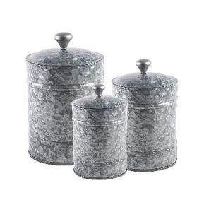 Galvanized Container Series for Biscuit/Pasta/ Sugar/Coffee & Tea Canister Sets 3 PCS Most Selling Kitchen Utensils Food Storage - Product Image 1