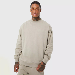 Meilleur Design Hommes Confortable Doux À Manches Longues Sweatshirts Durable Extérieur Basics Coton Mélangé Automne Uni Teint - Product Image 1