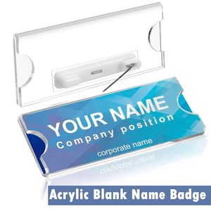 Custom Name Tag Clear Label Holders with <b>Pins</b> and Blank Printable Paper Inserts Simple Design Name <b>Badge</b> Holder - Product Image 6