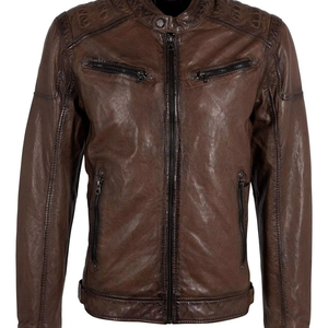 Vestes en cuir formelles de haute qualité avec placement de logo avant à col montant - Product Image 6