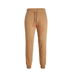 Plain Dyed Elastic Waist Casual Anti-Wrinkle Quick Dray 100% Cotton Lightweight Straight Street Wear <b>Trousers</b> Privat Label - Product Image 2