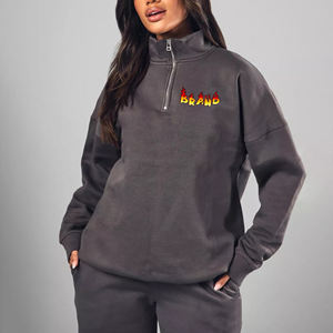 เสื้อสเวตเตอร์ผู้หญิงมีซิปครึ่งแขนเสื้อสเวตเชิ้ตแบบลำลองระบายอากาศได้ดีไซส์ใหญ่พิเศษใส่ในฤดูร้อน - Product Image 1