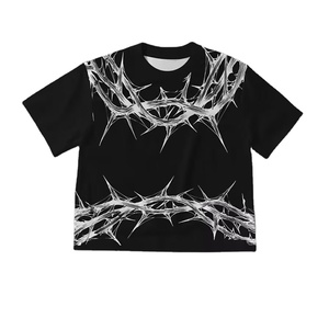 Camiseta de Manga Corta para Hombre, Oversize, con Estampado por Transferencia Térmica, 100% Algodón, con Dobladillo Vintage Desgastado, Antiarrugas, Doble Capa - Product Image 4