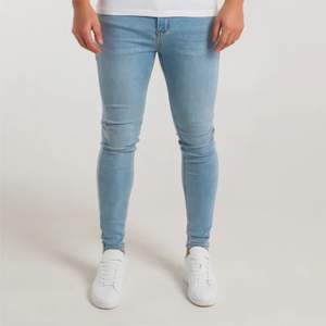 กางเกงยีนส์ยืดเข้ารูปสีฟ้าอ่อนที่เป็นเอกลักษณ์ปรับแต่งได้ด้วยผ้าระดับพรีเมี่ยมเพื่อความสบายและความยืดหยุ่น - Product Image 2