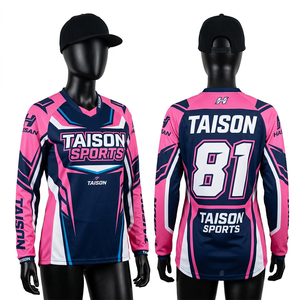 เสื้อเจอร์ซีย์มอเตอร์ครอสสำหรับผู้หญิง ผ้าโพลีเอสเตอร์พรีเมียม ระบายอากาศได้ดี สีเขียวอมฟ้า ดำ ส้ม ดีไซน์ลายแผง  แบบซับลิเมชั่น  โลโก้สั่งทำได้  ทรงสำหรับแข่งขัน - Product Image 2