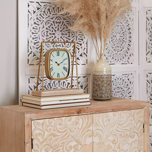 Reloj de mesa cuadrado colgante dorado pequeño de latón Ak, reloj decorativo para el hogar para niños para uso doméstico - Product Image 1