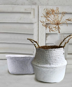 Cesta tejida para el vientre de algas marinas, cesta elegante para el vientre, decoración para el hogar, macetero de hierba, macetero tejido bohemio - Product Image 1