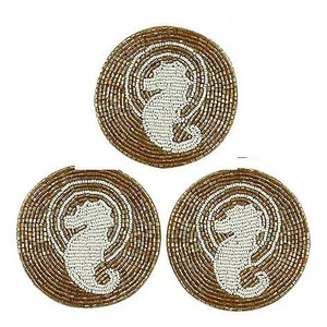 Coasters With Floral Embroidery Patterns Vintage-inspired Beaded Coasters for Classic Home Settings <b>Ethnic</b> - Product Image 1