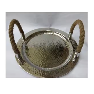 Plateau de service élégant imprimé de logo personnalisé de mariage de style lotus couleur or antique pour la maison hôtel restaurant - Product Image 5