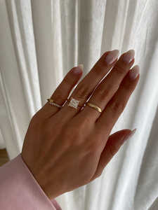 แหวนแต่งงานฮาโลเจนแบบซ่อนสุดหรูสีทอง14K พร้อมเจ้าหญิงเจียระไนเพชรแหวนหมั้นแบบเรียบง่าย - Product Image 4