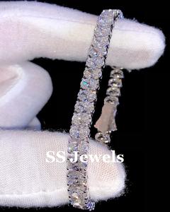 Bracelet Tennis en diamant Moissanite VVS taille ovale pour femmes luxe en argent Sterling 925 glacé bijoux cadeau pour les mariages - Product Image 4