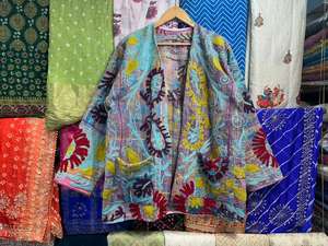 Veste en toile brodée Suzani faite à la main : Style vintage indien - Product Image 4