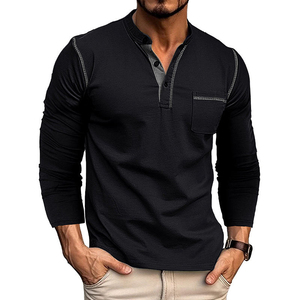 2025 New Arrival Customized <b>Men's</b> Plus Size <b>Henley</b> <b>Shirts</b> 100% Cotton Lightweight and Breathable for Indoor and Outdoor Use - Product Image 4