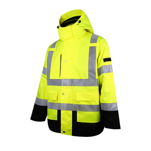 Sudadera con capucha reflectante para hombre Chaqueta de trabajo de poliéster de manga larga con cremallera Abrigo de seguridad de color - Product Image 2