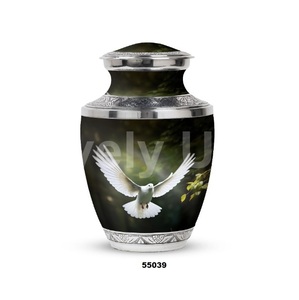 โกศอลูมิเนียมสีขาวสำหรับใส่เถ้ากระดูกผู้ใหญ่สำหรับตกแต่งโกศขนาดใหญ่พร้อมถุงกำมะหยี่ - Product Image 1