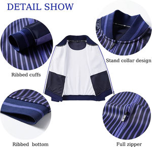 Survêtement 2 pièces personnalisé OEM pour hommes, col montant, manches longues avec poches doubles sur les côtés, veste et pantalon de survêtement - Product Image 4