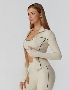 Conjunto Deportivo de Yoga de 3 Piezas para Mujer, Leggings Acanalados, Sujetador Deportivo y Top de Manga Larga, Conjunto para Gimnasio y Fitness - Product Image 3