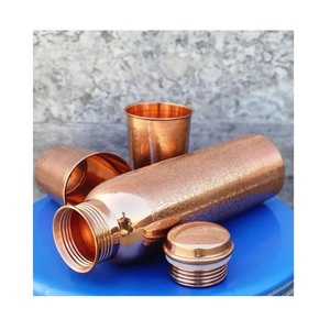 Hand Hammered Copper Bottle and <b>Glass</b> <b>Set</b> for Daily Wellness Ayurveda Drinking Lifestyle Office Travel and Gifting Choice - Product Image 4