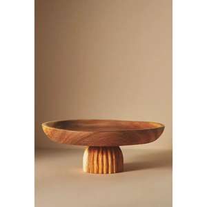 Cuencos de Madera de Acacia Estilo Floral Vintage con Base de Pedestal, Decoración para el Hogar, Hechos a Mano, Ecológicos, para Servir Alimentos en Eventos y Fiestas - Product Image 2