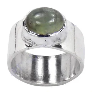 <b>Adjustable</b> <b>Silver</b> Trendy Cluster <b>Ring</b> with Green Gemstone for Women's Jewelry Gifts - Product Image 3