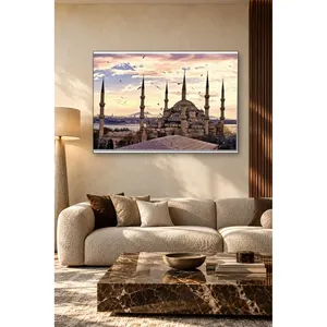 Impression sur toile de la mosquée Fida Sultanahmet avec des mouettes au coucher du soleil - Product Image 2