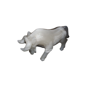 Estatua de mármol de ónix personalizable, escultura ingeniosamente tallada de un perro reflexivo, decoración artística para el hogar, regalo, Material de piedra - Product Image 3