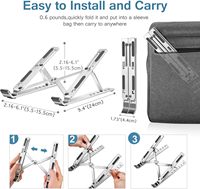 Support portable pour ordinateur portable en aluminium pour bureau, ergonomique, 6 niveaux d'angles réglables, support pour tablette informatique