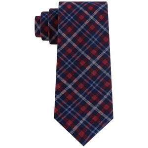 Corbata Clásica a Cuadros Boston para Hombre de Tommy Hilfiger, Estampado Floral Rojo, Seda y Poliéster, Talla Regular, Estilo Formal, Logotipo Personalizado, Regalo - Product Image 1