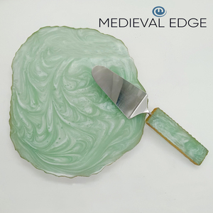 Soporte para Tartas con base de resina verde de diseño personalizado Con Servidor de acero inoxidable para fiestas de cumpleaños, eventos, empresa de fabricación más grande - Product Image 3
