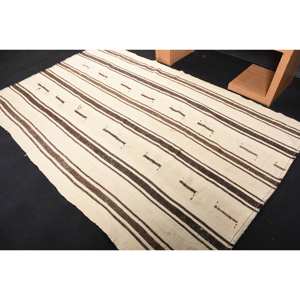 Rústico Beige Marrón 5,1X7,9 pies Alfombra de lana Hecho a mano Área grande Alfombra turca Látex para pasillo Rectángulo Alfombra de habitación abstracta - Product Image 4