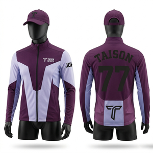 Chaqueta de Entrenamiento de Fútbol Americano para Mujer, 340 GSM, Poliéster y Spandex, Felpa, Azul Marino, Paneles Blancos y Dorados, Logotipo Personalizado - Product Image 4