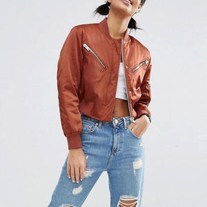 Chaquetas Bomber bordadas personalizadas para damas, ropa de calle, chaqueta Bomber con cremallera para mujer, chaqueta Bomber de satén de nailon 100% para mujer, chaqueta Bomber estándar - Product Image 6