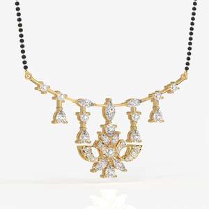 Women's 14K Gold Mangalsutra <b>Necklace</b> with Moissanite Diamond Elegant 14K Gold Women's <b>Necklace</b> Featuring Moissanite Diamond - Product Image 2