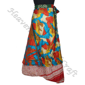Nouveau indien réversible Sarong Sari magique jupe portefeuille de l'Inde magique 38 "Sarong paréo personnalisé dernière conception femmes vêtements de mode - Product Image 4