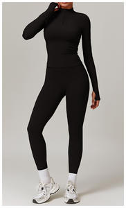 ชุดออกกำลังกายโยคะสำหรับผู้หญิง 4 ชิ้น ผ้าสแปนเด็กซ์/โพลีเอสเตอร์ ระบายอากาศได้ดี เอวสูง ดีไซน์เว้าช่วงตัว เสื้อแขนสั้นคอกลม - Product Image 3