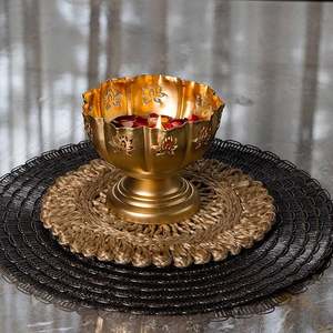 Hot Selling Bowl Hammered Urli <b>Candle</b> Stand with <b>Floating</b> Diya Usage Home Interior Festive Decoration Table - Product Image 6