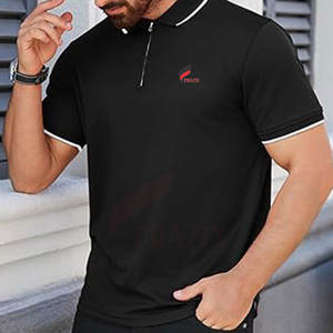 Media cremallera de marca privada para hombre para camiseta de Polo Cómoda Camiseta de punto de algodón de talla grande para camiseta de Polo - Product Image 2