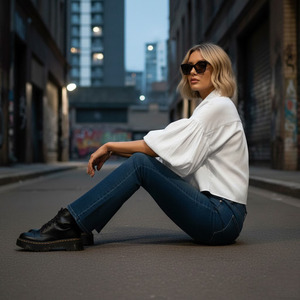 Camisa corta de lino para mujer, estilo manga obispo - Product Image 2