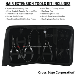 Kit de Herramientas Todo en Uno para Extensiones de Cabello de Queratina: Removedor de Cinta Adhesiva, Pinza para Presionar Tramas, Cortador de Adhesivos, Agujas Tipo C, Kit de Mantenimiento - Product Image 2