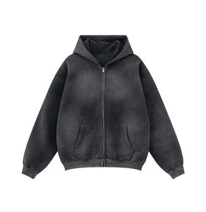 เสื้อฮู้ดมีซิปผ้าคอตตอนโอเวอร์ไซส์สำหรับผู้ชายเสื้อฮู้ดผ้าคอตตอนโอเวอร์ไซส์ออกแบบได้ตามต้องการสำหรับฤดูหนาว - Product Image 4