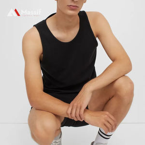 Camiseta sin mangas de algodón para hombre, chaleco de gimnasio de secado rápido con forro, equipo de entrenamiento de verano para correr, ropa estampada al por mayor - Product Image 3